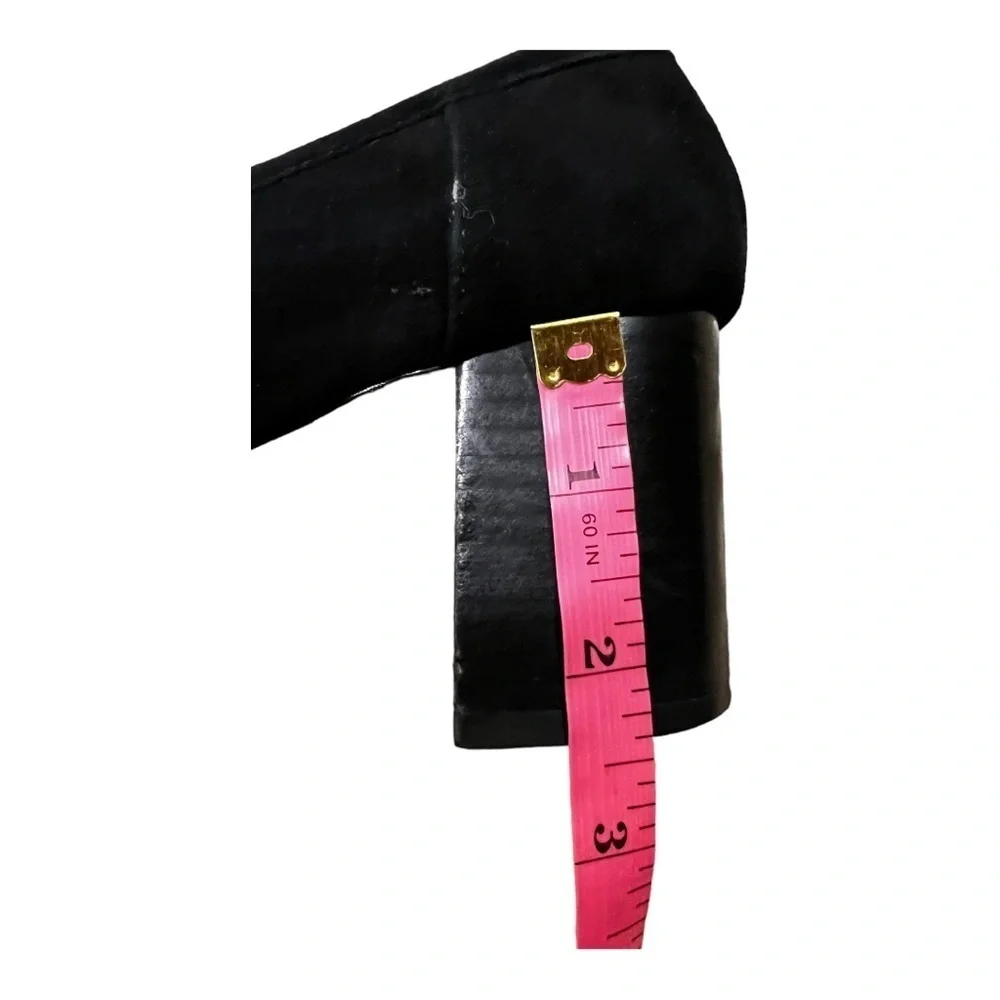 Adrienne Vittadini Black Suede Ginty Pumps Size 10 Block Heel Loafer Buckle